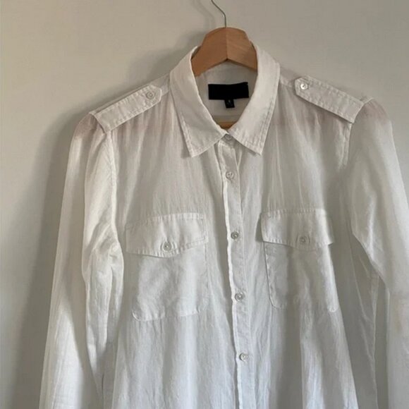Nili Lotan White Cotton Button-Up Shirt – Size Small - Picture 7 of 12